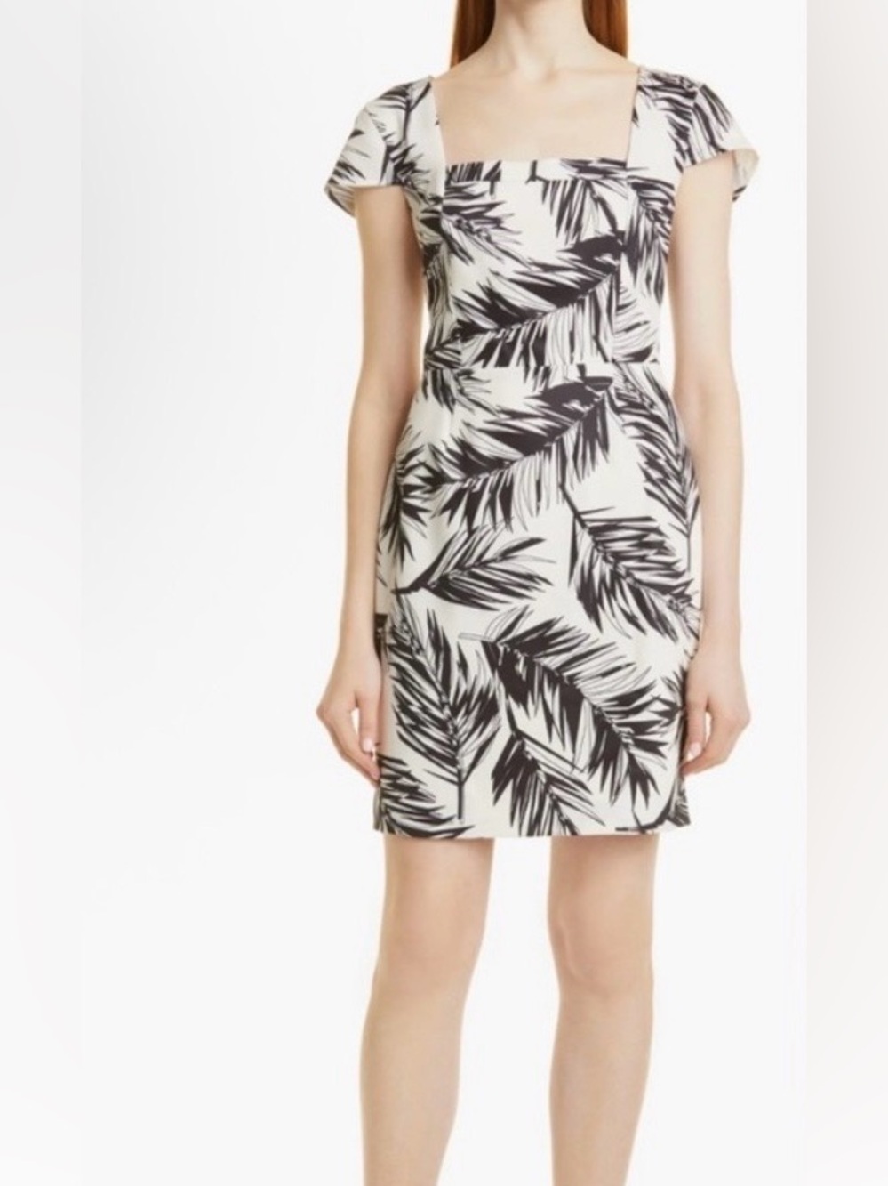Toccin Women’s Palm Print Square Neck Sheath Dress Size 2 NWT MSRP $445